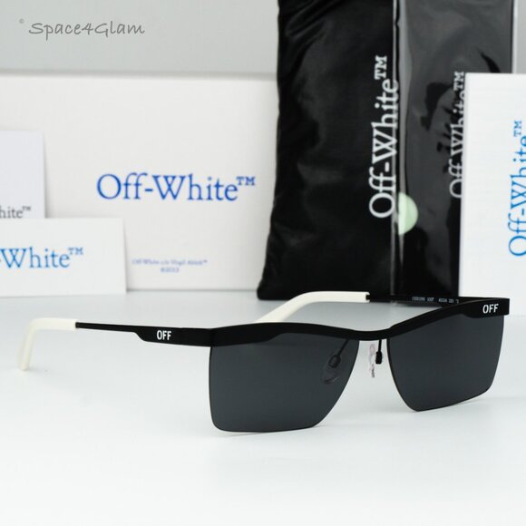 Off-White Women Sunglasses Black Grey Rectangle OERI095F RIMINI 1007 BRAND NEW main image 6